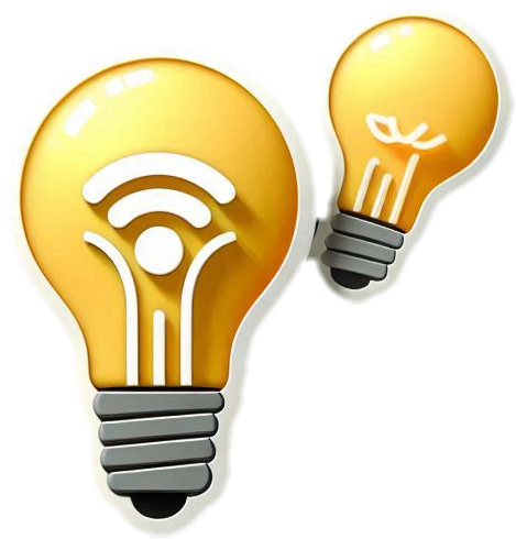 Ampoules et chauffage connecté avec symbole wifi pour système domotique Carte mère